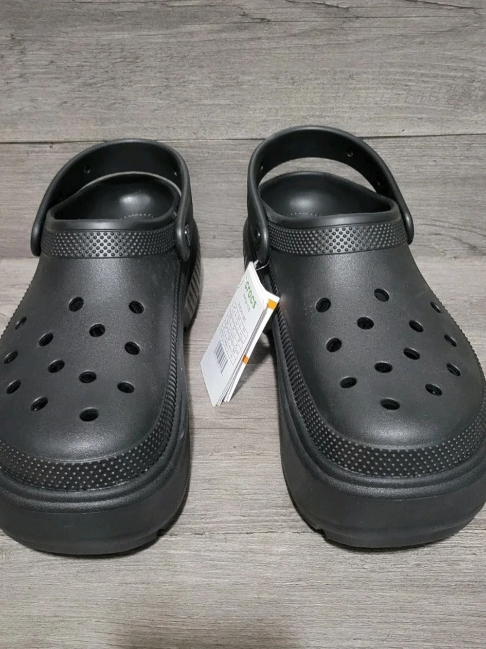 Crocs Stomp platform Clogs men's 12/ women's 13 triple black elevated